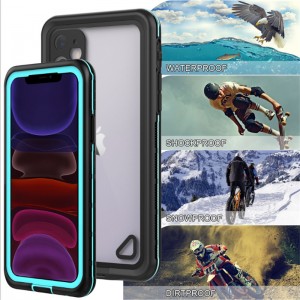 Neuer pc + tpe + pet wasserdichter staubdichter schneesicherer Telefon-Zusatz-Fall für iphone 11 (blaue) transparente rückseitige Abdeckung