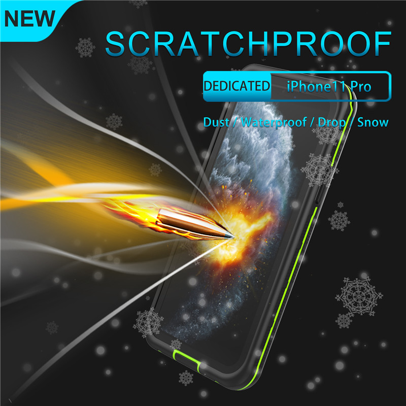 Unterwassergehäuse wasserdichter Halter iPhone 11 Pro wasserdichtes Gehäuse (schwarz) mit transparenter rückseitiger Abdeckung