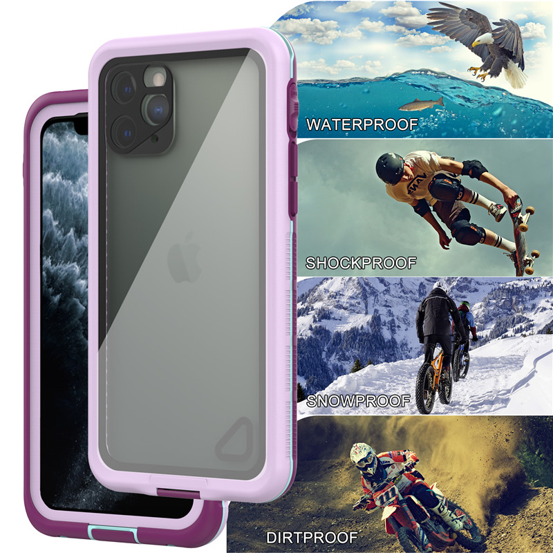 Bester wasserdichter Handy-Fall der wasserdichte Telefon wasserdicht Telefon-Protektor für iphone 11 pro (lila) mit transparenter Rückendeckung