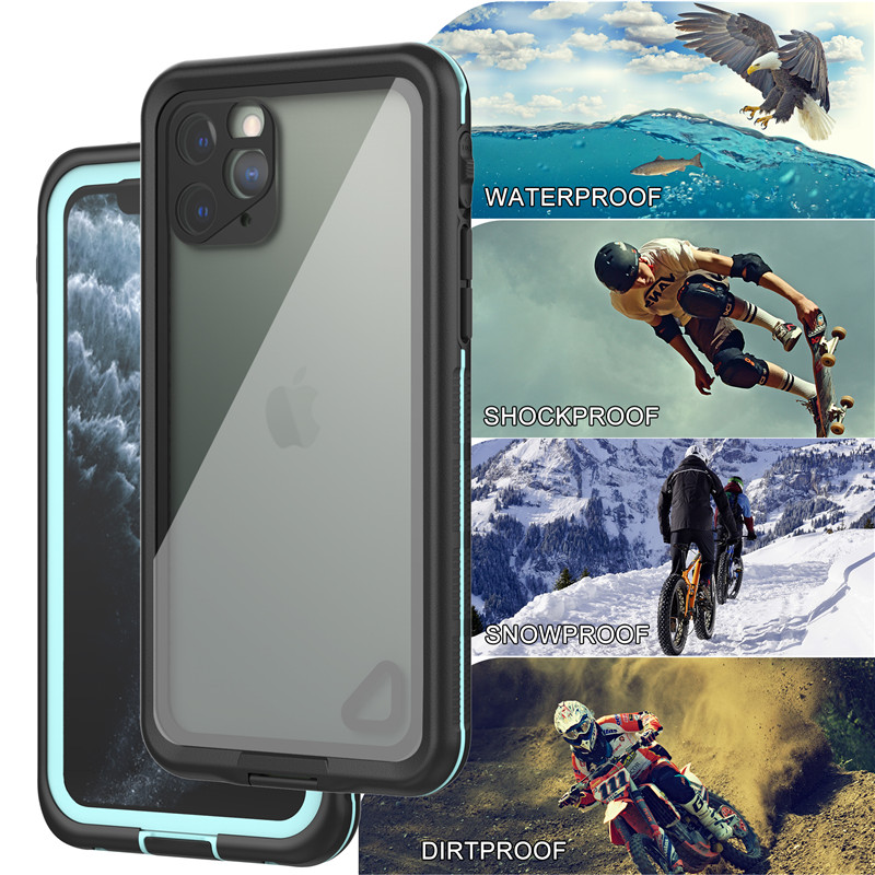 Wasserdichte Handyhülle für das beste iPhone 11 Pro wasserdichtes, lebensfestes, wasserdichtes iPhone 11 Pro (blau) mit transparenter Rückseite