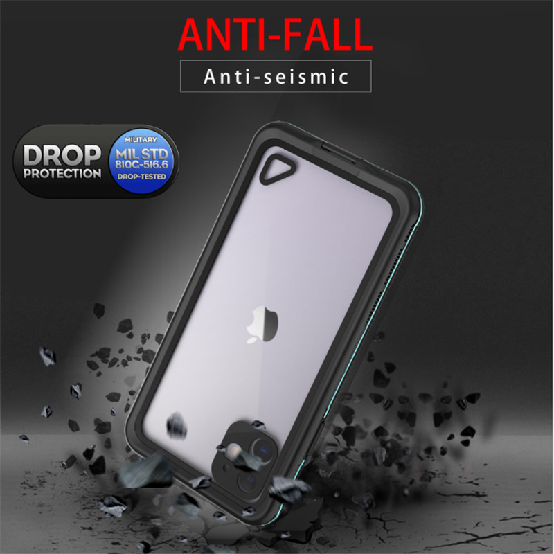Wasserdichte Telefonhülle für das schwimmwassergeschützte iphone 11 pro max case (schwarz) mit transparenter rückseitiger Abdeckung
