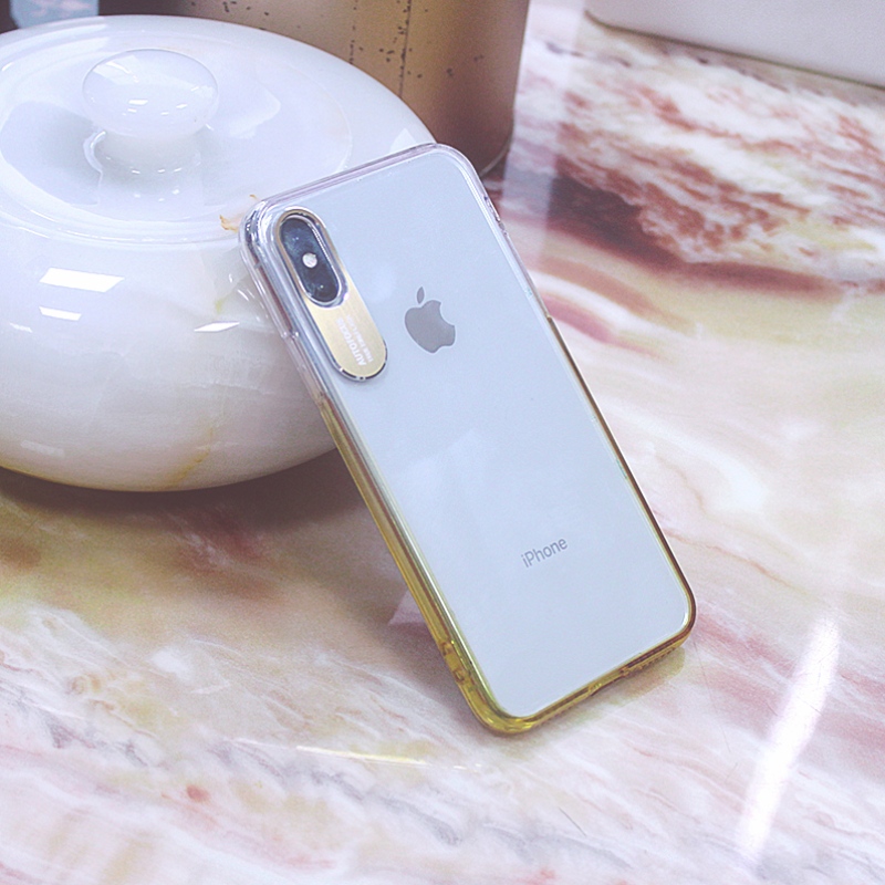 Farblich allmählich wechselnde Handyhülle für das iPhone X / XS mit Metallkameraschutz