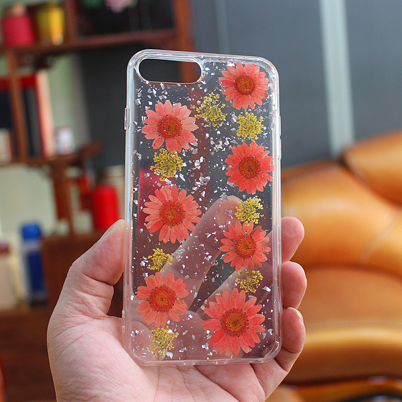 TPU + PC glitzernde Tropfen kleben Handytasche mit Innenblume von Hand für iPhone 6 Plus / 7 Plus / 8 Plus