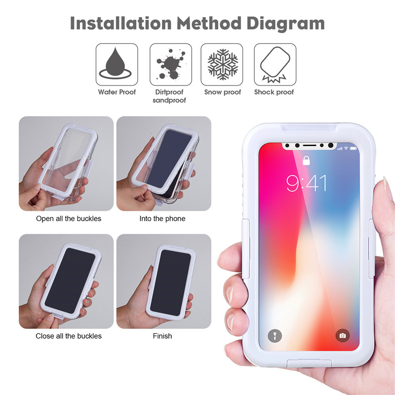 Wasser und stoßfestes iphone Fallwasserdichter Fall nahe mir Unterwassertelefonkameratasche für iphone XS (Weiß)