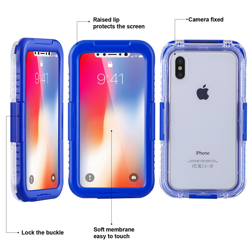 IP68 iphone Gehäuse die beste wasserdichte Telefonanlage für das Schwimmen top wasserdicht iphone XS Fall (Blau)