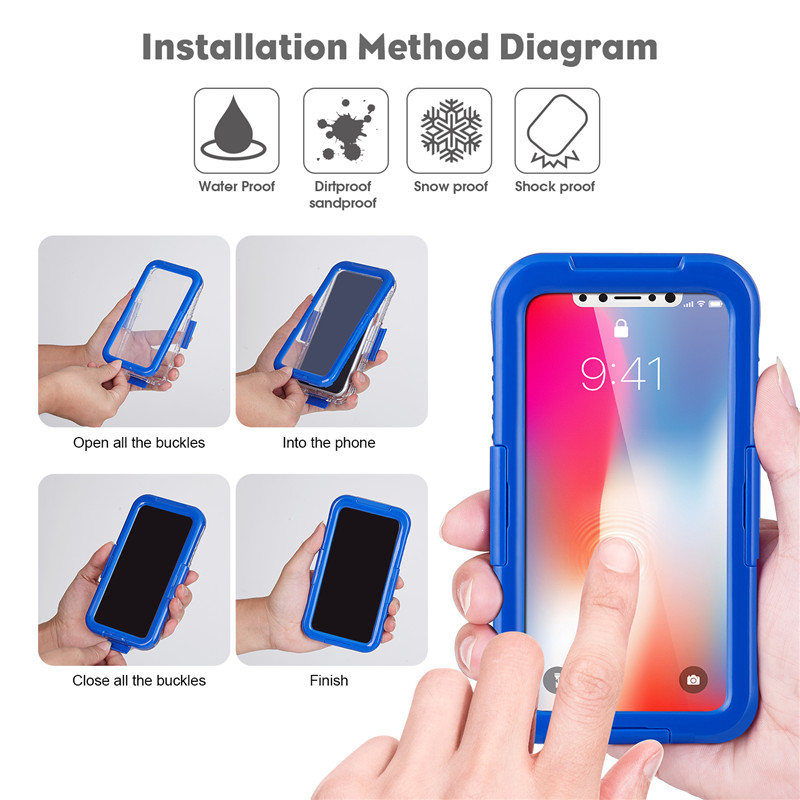 IP68 iphone Gehäuse die beste wasserdichte Telefonanlage für das Schwimmen top wasserdicht iphone XS Fall (Blau)