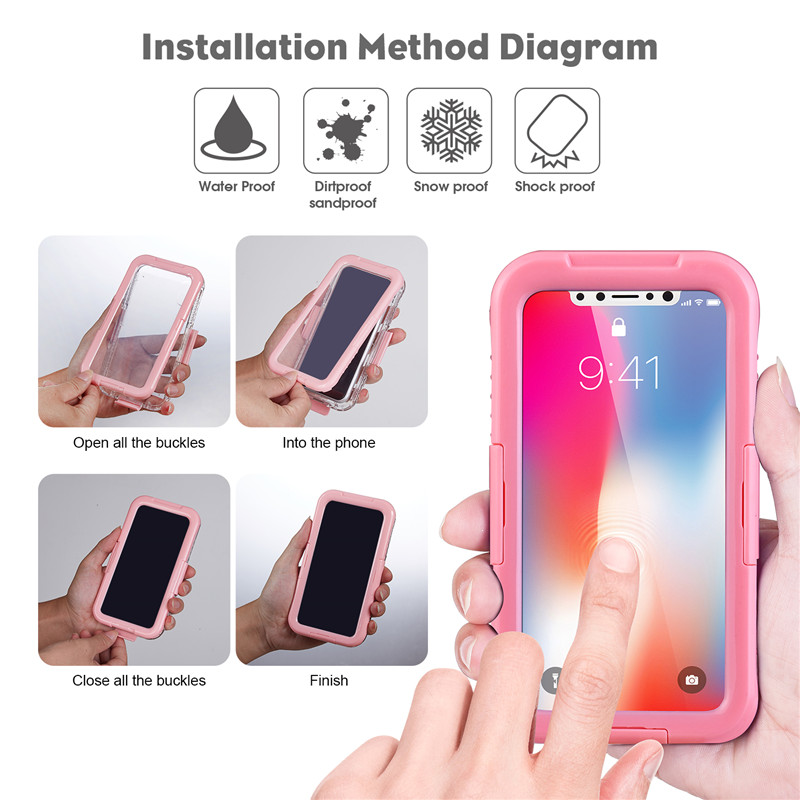 Iphone XR ip68 Tasche wasserdicht Telefon Brieftasche alles Beweis Fall () Pink)