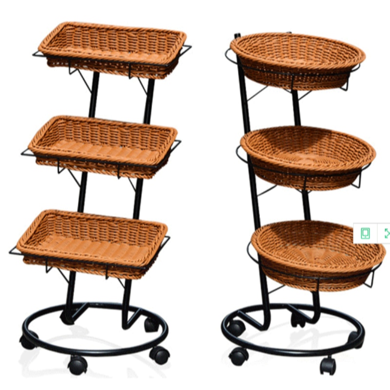 3-Schichten Supermarket Display Basket mit Rädern