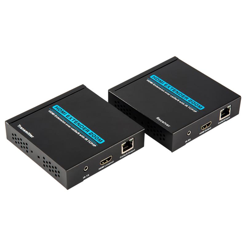 V1.3 HDMI Extender 200 m über ein einziges Cat5e / 6-Kabel Unterstützt Full HD 1080P POE