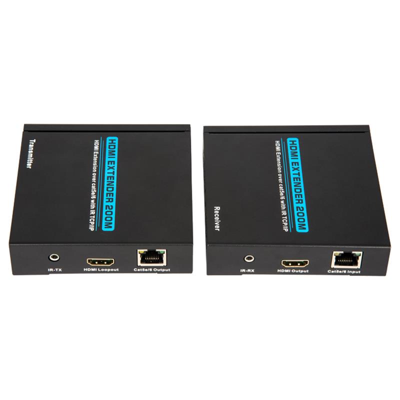 V1.3 HDMI Extender 200 m über ein einziges Cat5e / 6-Kabel Unterstützt Full HD 1080P POE