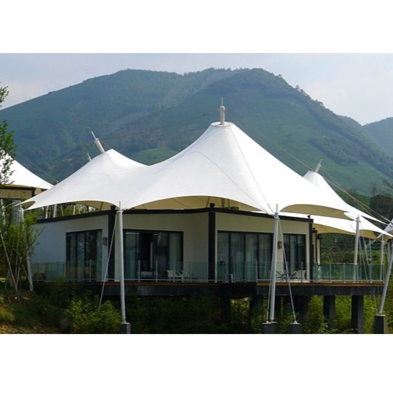 Fertighäuser im Freien Preiswerte Glamping-Zelte Hersteller PVDf-Gewebe Stahlkonstruktion Luxuszelt-Hotel