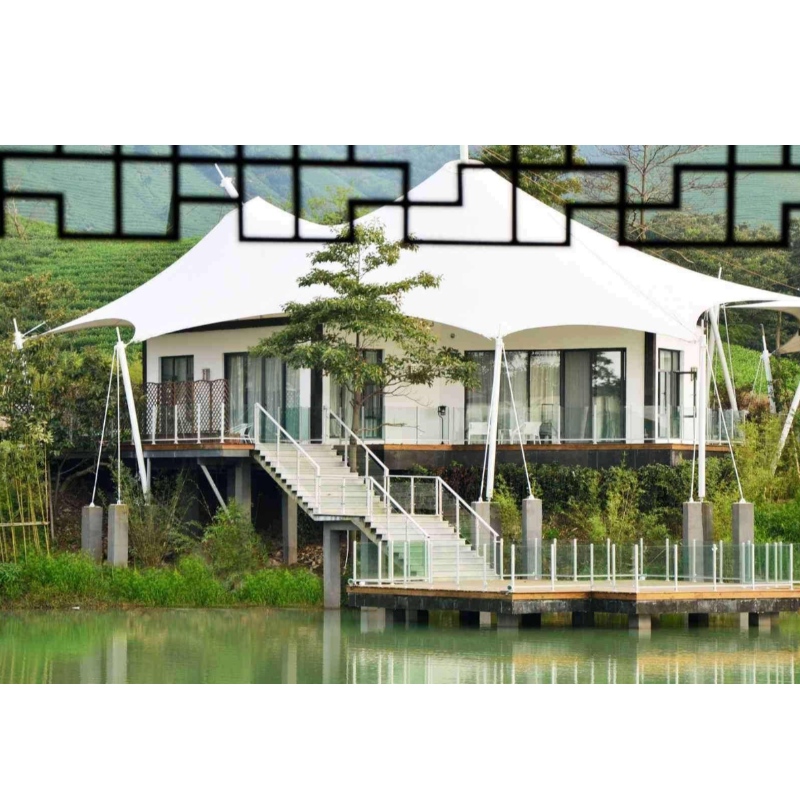 Fertighäuser im Freien Preiswerte Glamping-Zelte Hersteller PVDf-Gewebe Stahlkonstruktion Luxuszelt-Hotel