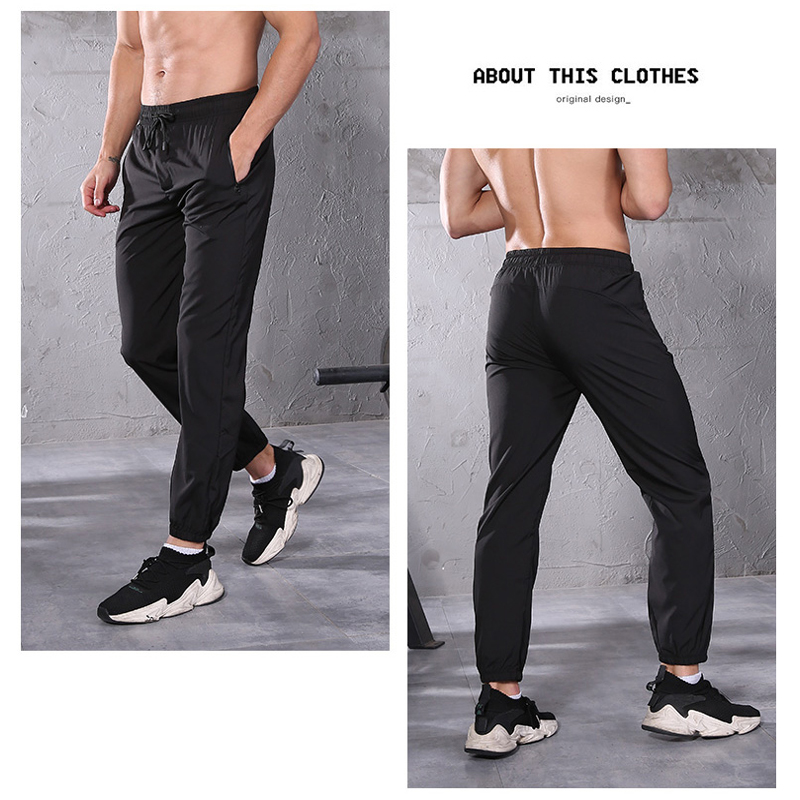 FDMM023-Men's Lightweight Joggers Pants Zipper Pockets Gym Workout Sweatpants