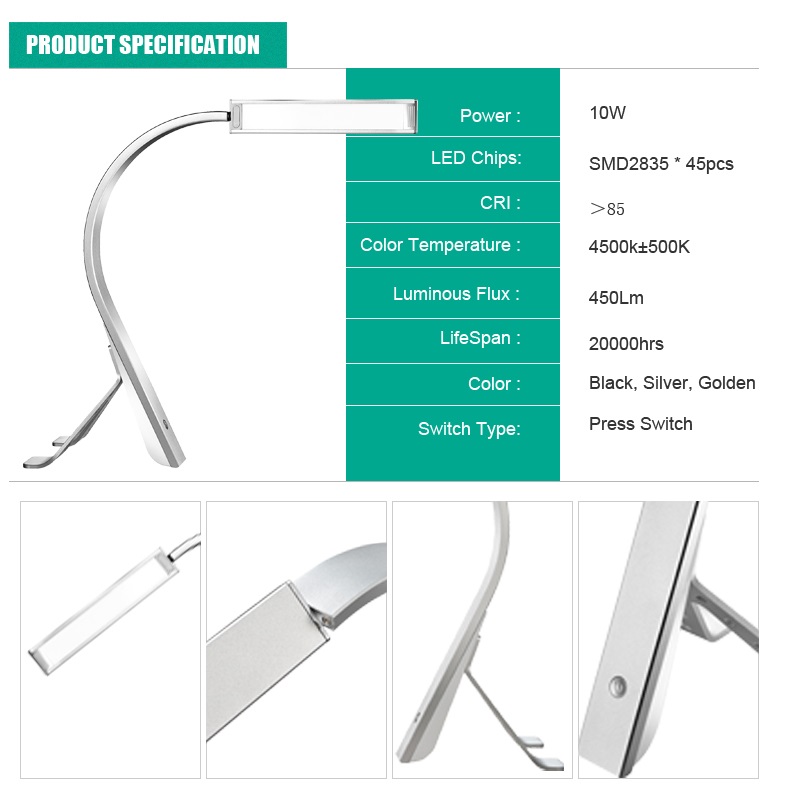 525 Touch LED-Tischlampe Leselampe Computer Light Flexible Gooseneck Eye Care Tageslichtbeleuchtung
