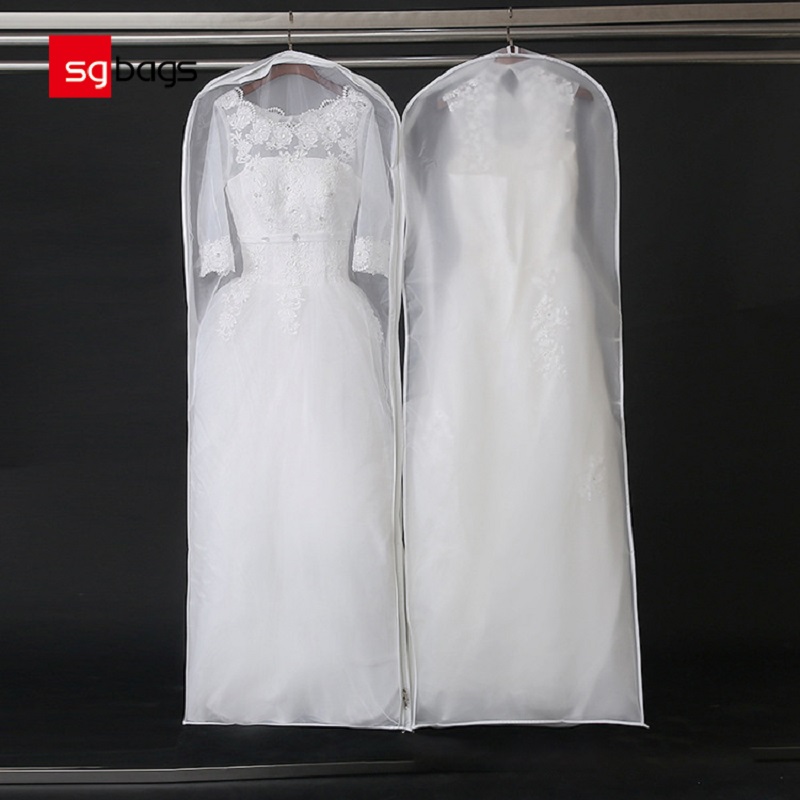 Sgw08 2020 individuell bedruckte extra lange braut atmungsaktiv kleid kleid abdeckung kleidersack für hochzeitskleid