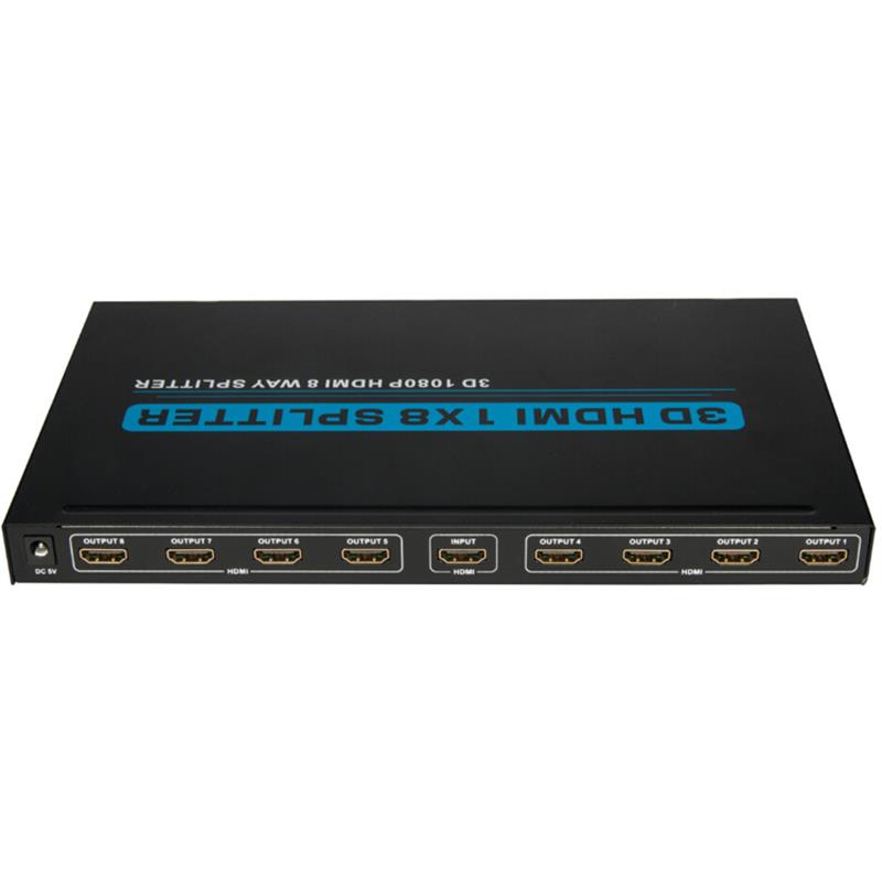 8 Anschlüsse HDMI 1x8 Splitter Unterstützung 3D Full HD 1080P