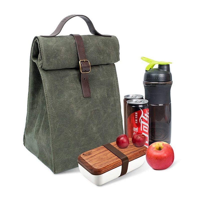 SGC29 Customized Easy Carry Travel Vintage Design Isolierte, gewachste Leinwand Lunch Bag Tote Wiederverwendbare Sandwich Bag Thermokühler