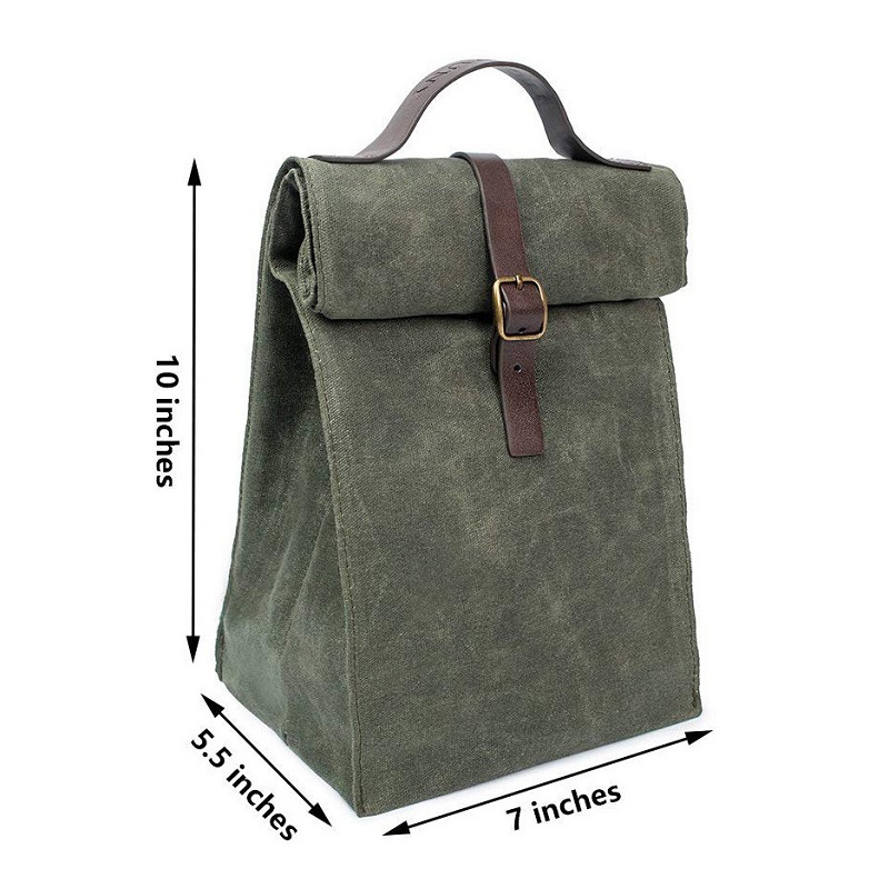 SGC29 Customized Easy Carry Travel Vintage Design Isolierte, gewachste Leinwand Lunch Bag Tote Wiederverwendbare Sandwich Bag Thermokühler