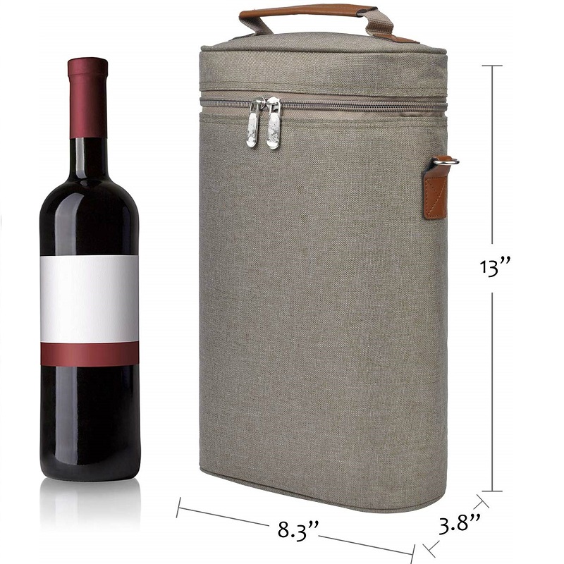 SGC32 Custom Insulated Tote Wein Picknicktasche Großhandel Travel Padded Handle Wine Bag 2 Flasche mit verstellbarem Schultergurt