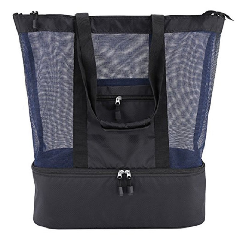 SGC35 Großhandel Bulk Summer Insulated Nylon Mesh Strandkühler Badetasche Strandtasche mit Kühler