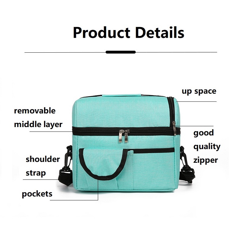 SGC38 Custom Design Fitness Polyester Kühltasche Erwachsene 2 Doppelfach Tote Outdoor Picknick Isolierte Mittagskühltasche für Muttermilch