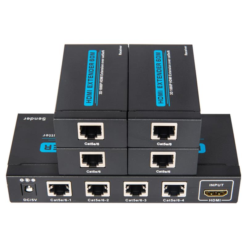 4 Ports HDMI UTP 1x4 Splitter über Single Cat5e / 6 Mit 4 Empfängern bis zu 60 m