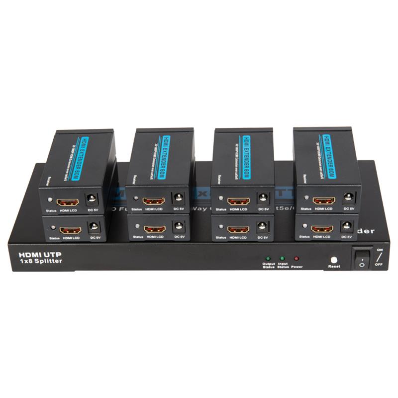 8 Ports HDMI UTP 1x8 Splitter über Single Cat5e / 6 Mit 8 Empfängern bis zu 60 m