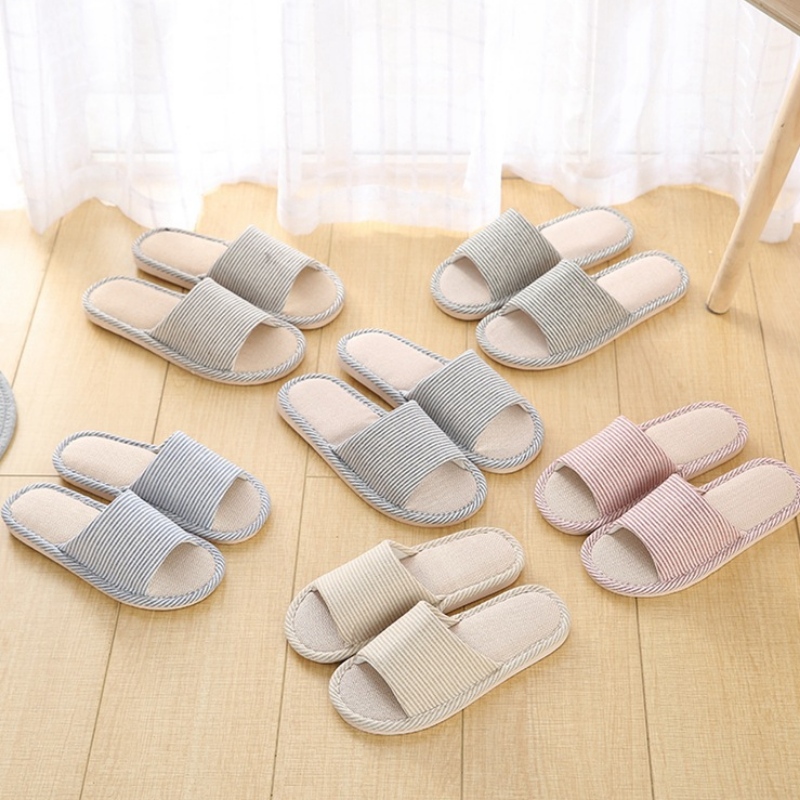 Open Toe Slipper aus Baumwolle und Leinen