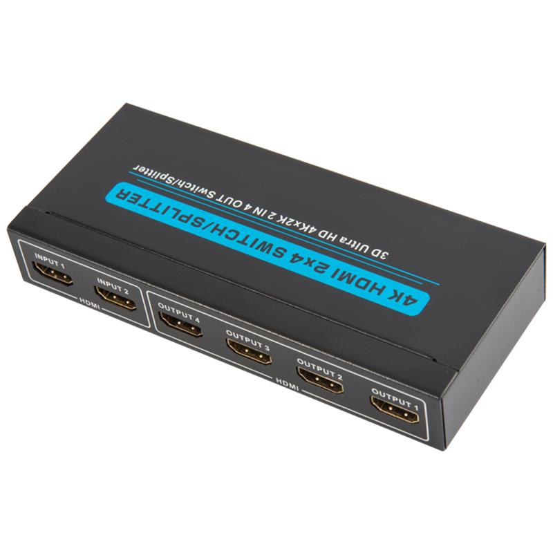 4K / 30Hz HDMI 2x4 Switcher / Splitter Unterstützung 3D Ultra HD 4Kx2K / 30Hz