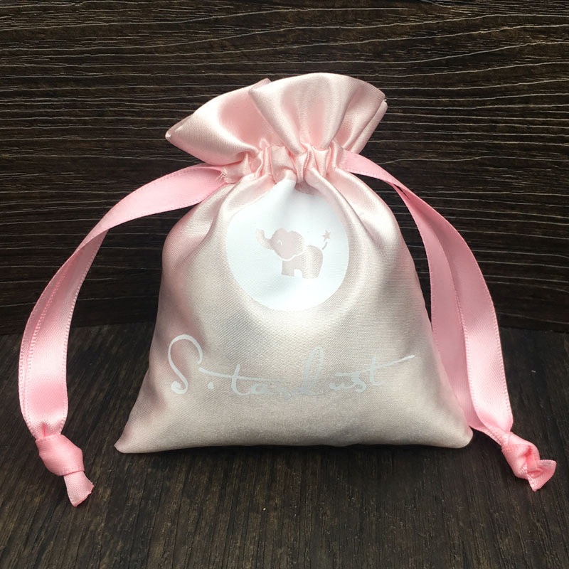 SGS43 Custom Satin Haar Staubbeutel Rosa Perücke Verpackung Satin Geschenkbeutel Großhandel