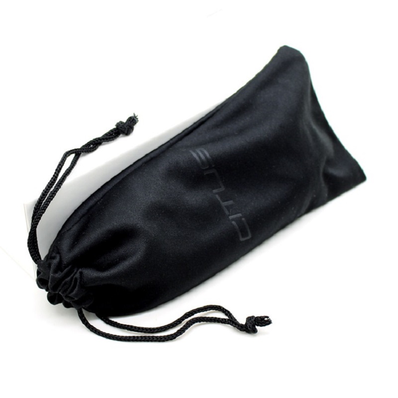 SGS46 Microfiber Custom Logo Soft Sunglass Pouch Bag Black Drawstring Microfiber Eyeglass Bag