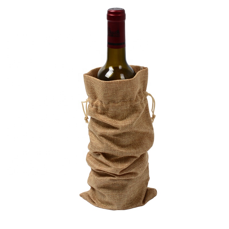 SGS53 Rustikal Jute Burlap Weinbeutel Drawstring Weinflasche umfasst Wiederverwendbare Flaschenpackung Geschenkverpackung Weinbeutel