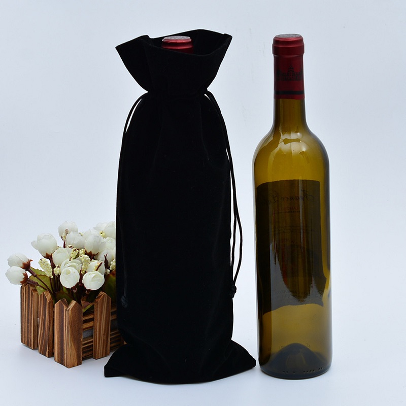 SGS54 Custom Velvet Pouch Wine Bottle Protector Bag Champagne Bottle Covers Großhandel