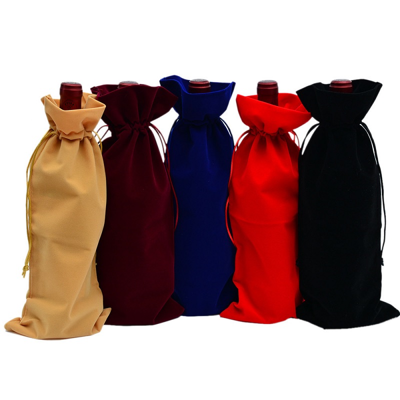 SGS54 Custom Velvet Pouch Wine Bottle Protector Bag Champagne Bottle Covers Großhandel