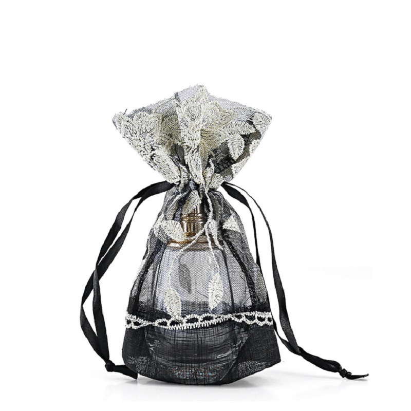 SGS58 Black Organza Pouch für Schmuck Kosmetik Werbeverpackung Geschenk Kordelzug Organza Bag