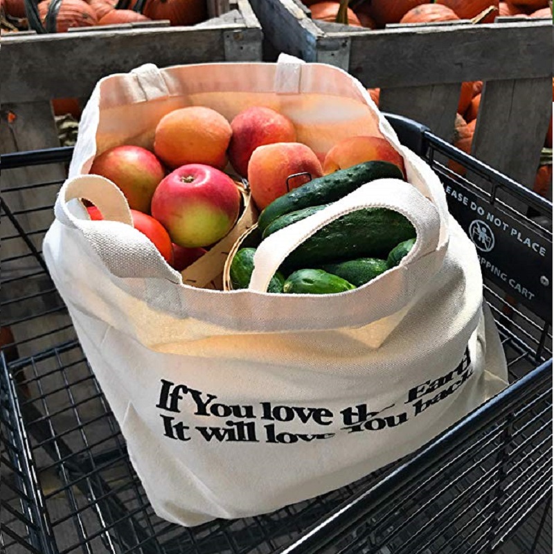 SG64 Heavy Duty Organic Vegetable Fruit Shopping Bag Cotton Canvas Tote Bags mit benutzerdefiniertem Logo