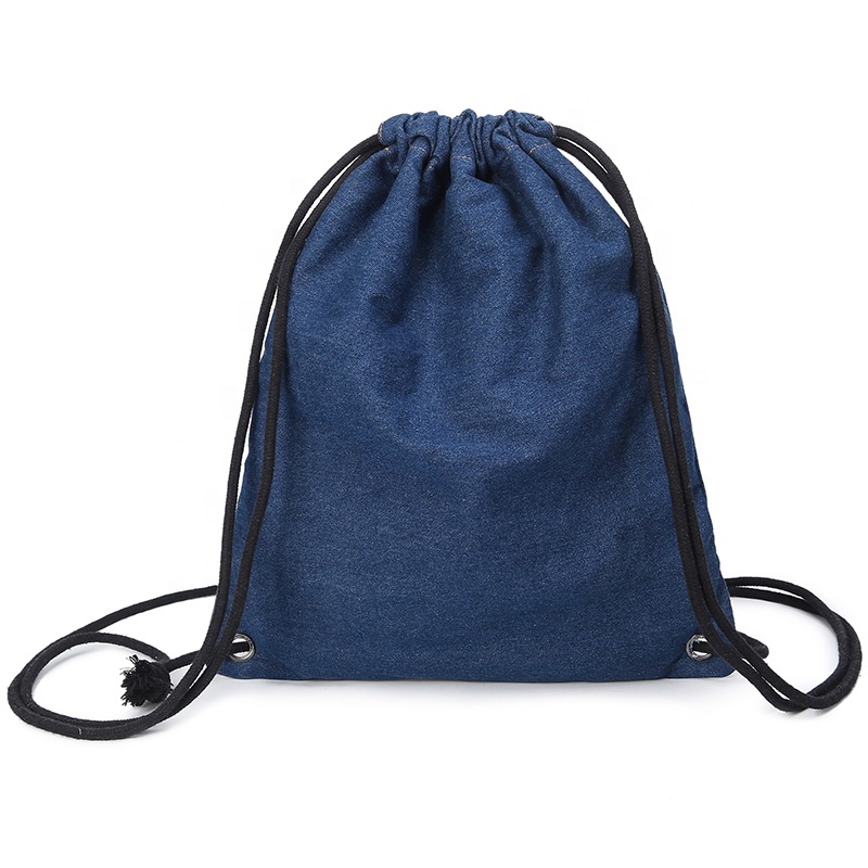 SG70 New Design Top Sell School Kids Student Cotton Canvas Denim Drawstring Rucksack