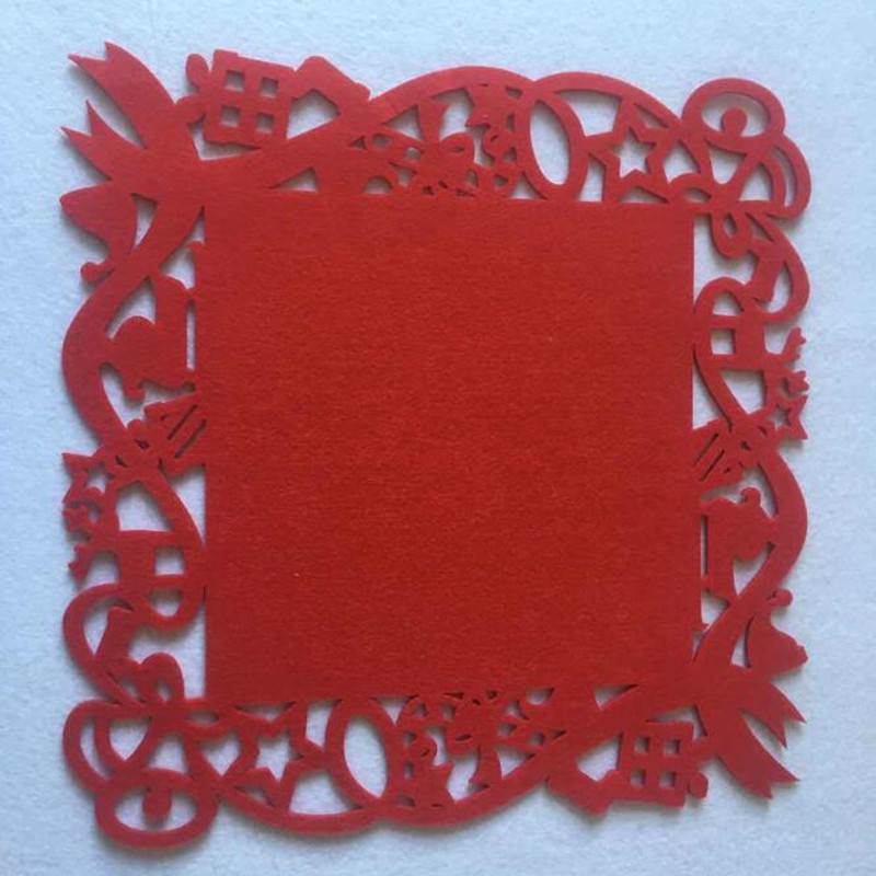 HOT SALE Lasergeschnittene Blumenfilz Tischsets Küche Esstisch Cup Mats Kissen Rot
