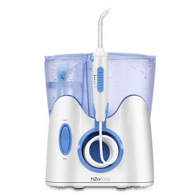 H2ofloss Dental Water Flosser für die Zahnreinigung mit 12 multifunktionalen Spitzen und 800 ml, professioneller Arbeitsplatte Munddusche Ruhiges Design