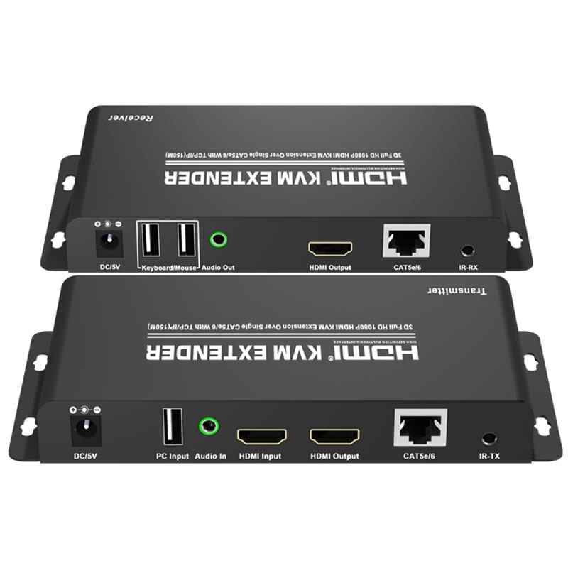 HDMI KVM Extender 150 m über Single CAT5e / 6 mit TCP / IP-Unterstützung Full HD 1080P