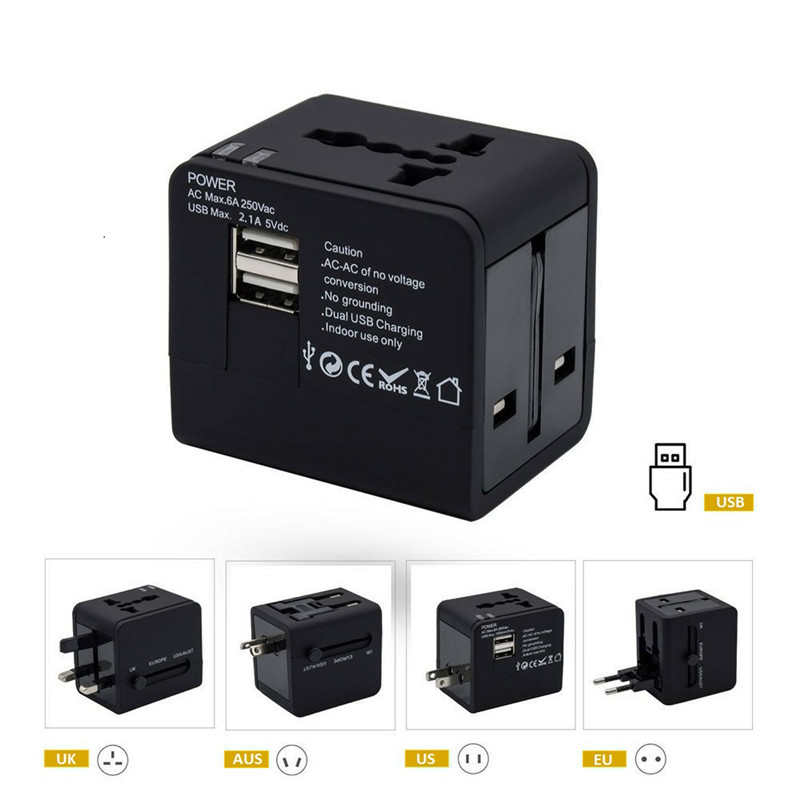 RRTRAVEL beste Reise Geschenk Universal Reise Adapter mit 2 USB AUS US UE UK Stecker alle in einem Adapter