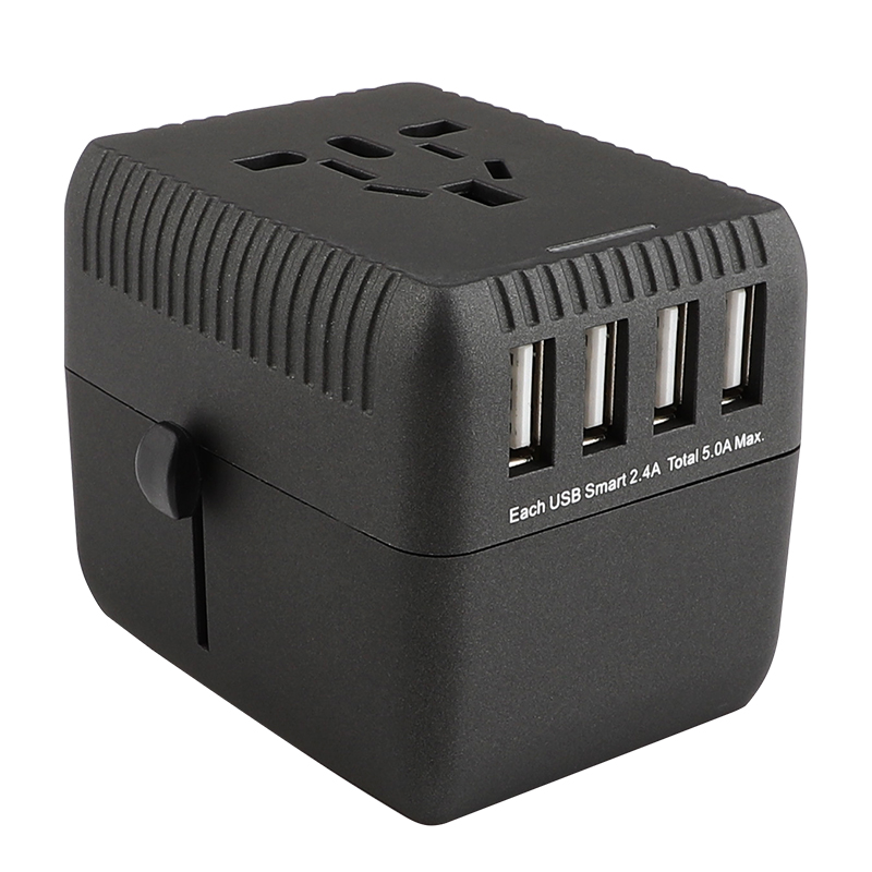 RRTRAVEL Universal Travel Adapter, International Power Adapter, Worldwide Plug Adapter mit 4 USB Ports, High Speed 5A Wall Charger, All in One AC Socket für USA UK AUS Europe Cell Phone Laptop
