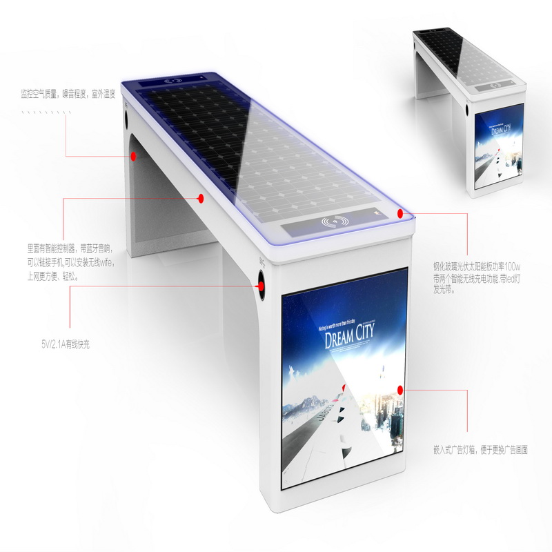 USB-Aufladung Energiesparende Multifunktions-Parkbank