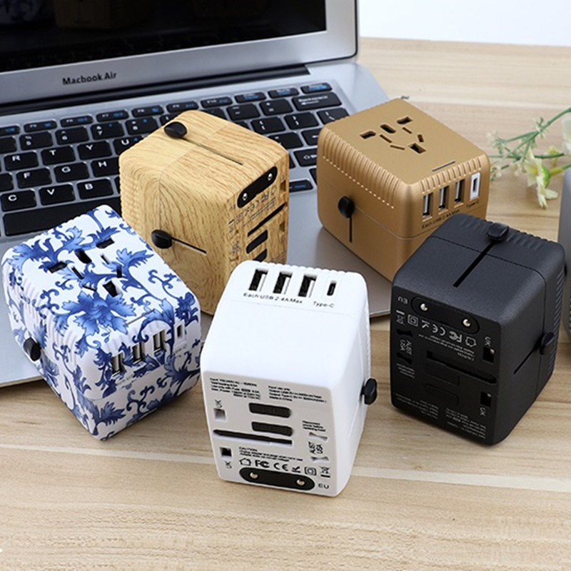 RRTRAVEL Universal Travel Adapter, International Power Adapter, Worldwide Plug Adapter mit 4 USB Ports, High Speed 5A Wall Charger, All in One AC Socket für USA UK AUS Europe Cell Phone Laptop