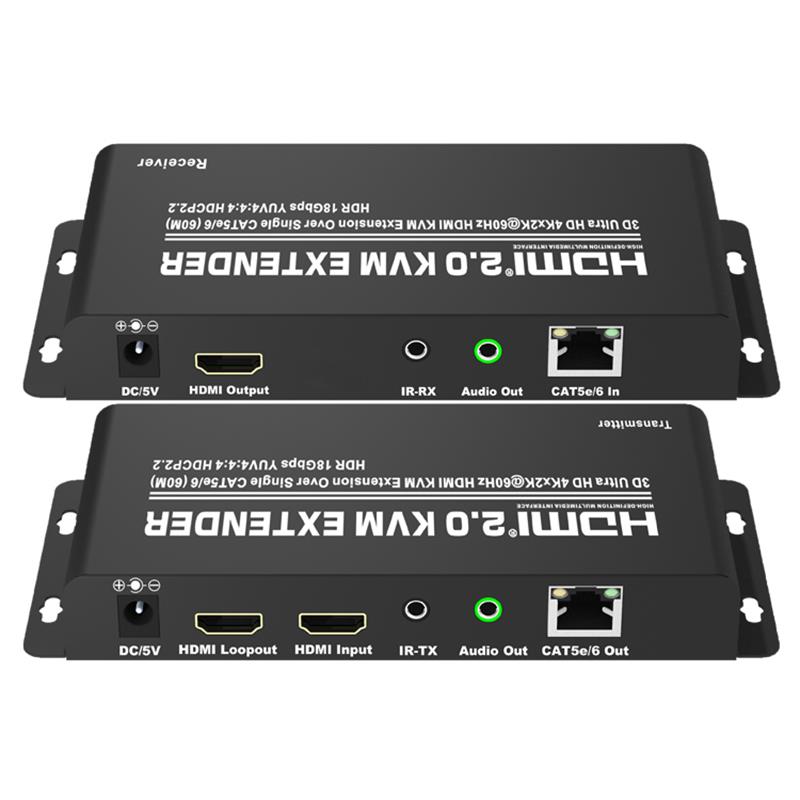 HDMI 2.0 KVM Extender 60 m über Single CAT5e / 6 Unterstützt Ultra HD 4Kx2K bei 60 Hz HDCP2.2