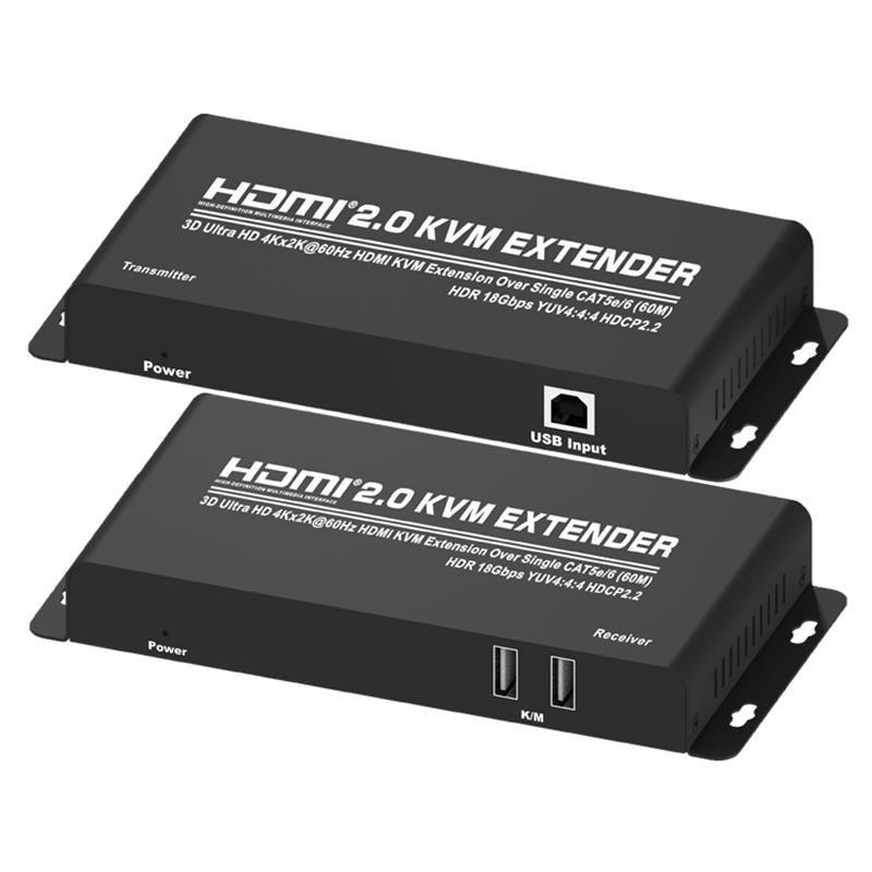 HDMI 2.0 KVM Extender 60 m über Single CAT5e / 6 Unterstützt Ultra HD 4Kx2K bei 60 Hz HDCP2.2