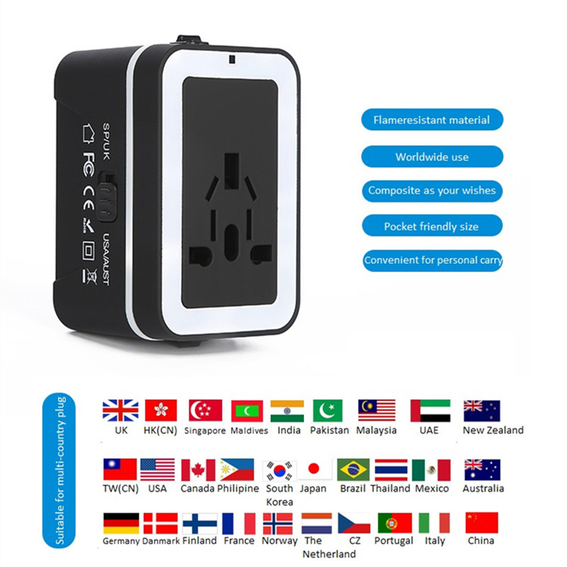 RRTRAVEL Reiseadapter, Universal International Power Adapter mit 2 USB-Anschlüssen und europäischem Steckeradapter, gut für Handy-Laptops in über 150 Ländern