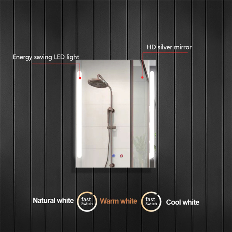 Wärmenebel Kostenloser Wandanschluss Badezimmer LED Spiegel mit 3-Farben Licht für Badezubehör