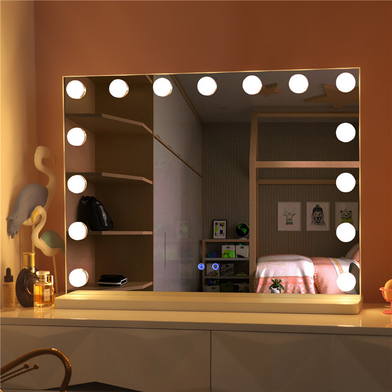 Großer Desktop Hollywood Makeup Kosmetikspiegel mit Glühbirnen LED beleuchteten Makeup Schminkspiegel