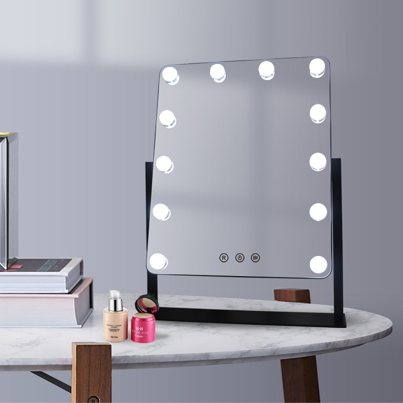 Amazon Best Sale Hollywood Vanity LED Bulb Mirror Desktop Lighted Makeup Mirror